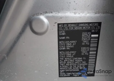 2017 Nissan Rogue S z USA, uszkodzony, nr VIN KNMAT2MV5HP616986